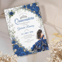 Azul Real Quinceañera Borboletas Prateadas