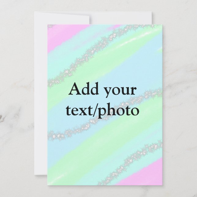 Convite Azul rosa verde brilho brilhar pastéis adicionar n (Frente)