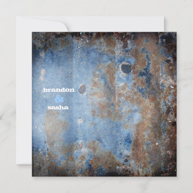 Convite Azul rústico do GC | Lusciously | (Frente)