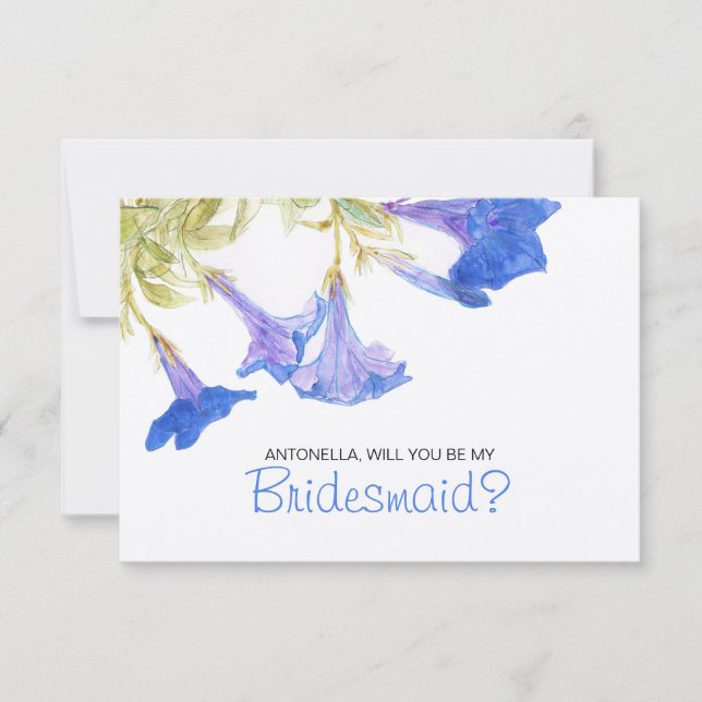 Convite Azul, serás a minha dona de Bridesmaid Flores Azui (Frente)