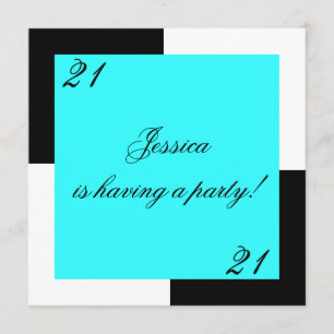 Convite Azul simples fêmea do partido de aniversário de 21