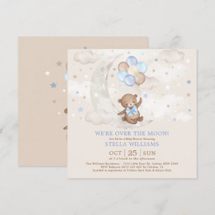 Convite Azul sobre o Chá de fraldas dos Balões do Urso d