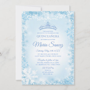 Convite Azul Suave Elegante e Luz de String Mis Quince Con