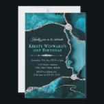 Convite Azul Teal e Festa de aniversário de Agitação da La<br><div class="desc">Design de agitação com brilho lacrimogêneo e azul-lacrimogêneo com fundo negro Clipart da DigitalCurio no Etsy</div>