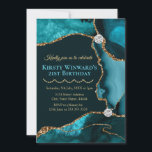 Convite Azul Teal e Festa de aniversário de Agitação da Lu<br><div class="desc">Azul lacrimogêneo e design de agitação Dourada com fundo lacrimogêneo escuroClipart da DigitalCurio no Etsy</div>