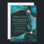 Convite Azul Teal e Festa de aniversário de Agitação da Lu<br><div class="desc">Azul lacrimogêneo e design de agitação Dourada com fundo lacrimogêneo escuroClipart da DigitalCurio no Etsy</div>
