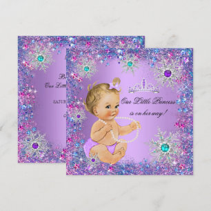 Convite Azul Teal Roxo Rosa Princesa Chuveiro de Bebê Lour