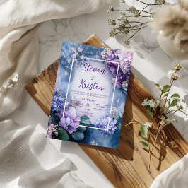 Convite Azul Temperamental Lilás Lavanda Floral Eucalipto 