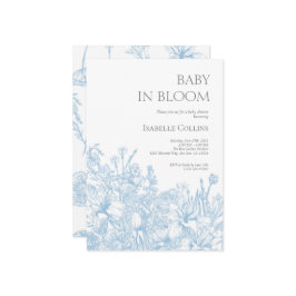Convite Azul Toile de Jouy Baby in Bloom Chá de fraldas2