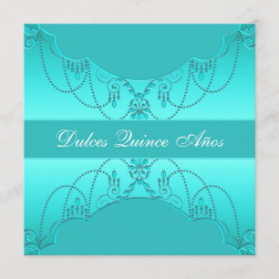 Convite Azul Turquesa Doce Quinceanera
