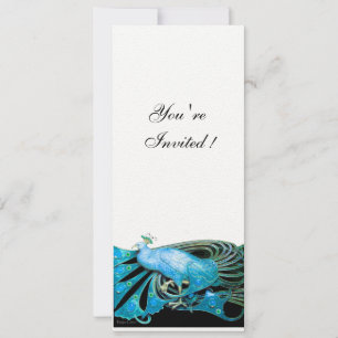 Convite AZUL TURQUESA ELEGANTE PAVÃO Branco