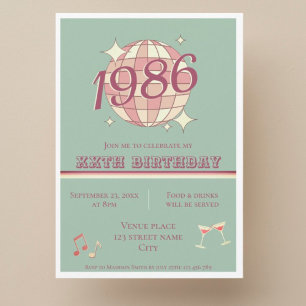 Convite azul turquesa para 40º aniversário vintage