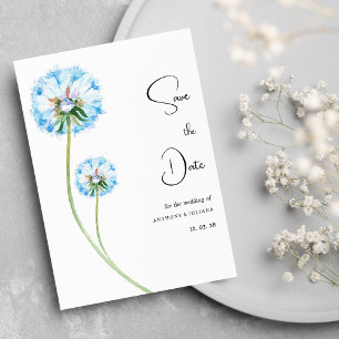 Convite Azul, verde-dandelion floral Salve a data