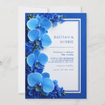 Azul Vibrante Turquesa Botânico Orquídea Casamento