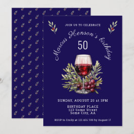 Convite Azul Vidro Azul Vidro Azeitona 50.o Aniversário