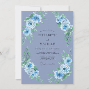 Convite Azul Vinca Cativante Casamento de Primavera