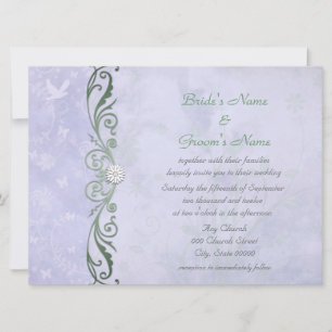 Convite Azul Vinca Floral Casamento de Primavera