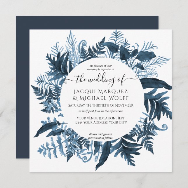 Convite Azul-Vintage Verde-Cria-d'água (Frente/Verso)