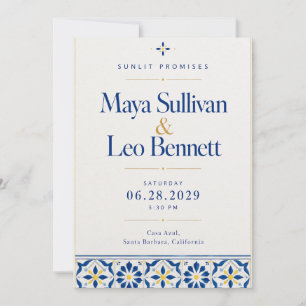 Convite Azulejo Azul Casamento
