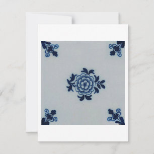 Convite Azulejo azul de Delft do Antiquarian clássico -