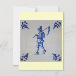 Convite Azulejo Azul Delft - Carregando de força ou enferm