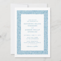 Azulejo azul grego quadro simples destino casament