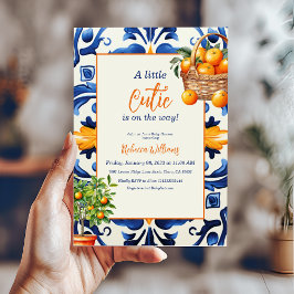 Convite Azulejo Azul Italiano - Chá de fraldas Citrus Lara