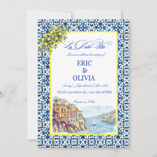 Convite Azulejo Azul Italiano Limão da Costa Amalfitana
