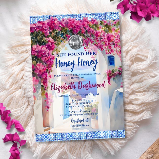 Convite Azulejo Azul Mamma Mia Chá de panela (Criador carregado)