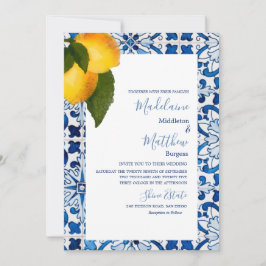 Convite Azulejo de Limão Azul Casamento Chic Stylish