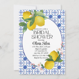 Convite Azulejo de limão italiano do Mediterrâneo Bridalsh