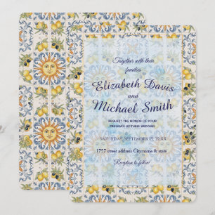 Convite Azulejo de Limão Mediterrâneo Design Costeiro Ital