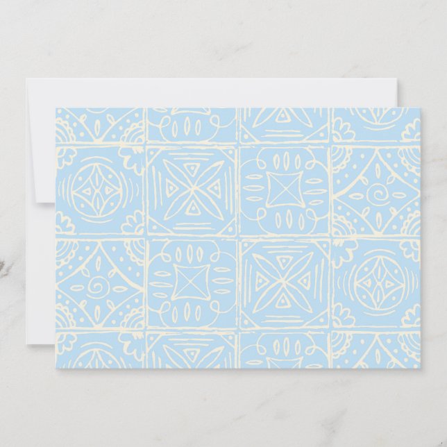 Convite Azulejo delicado no estilo Amalfi sem emenda (Frente)