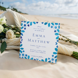 Convite Azulejo Geométrico Marroquino Quadrado Casamento