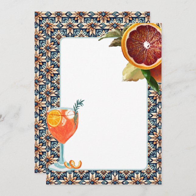 Convite Azulejo Juicy Orange Spritz Vazio Card Para O Desi (Frente/Verso)