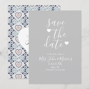 Convite Azulejo mediterrânico moderno com coração Salva