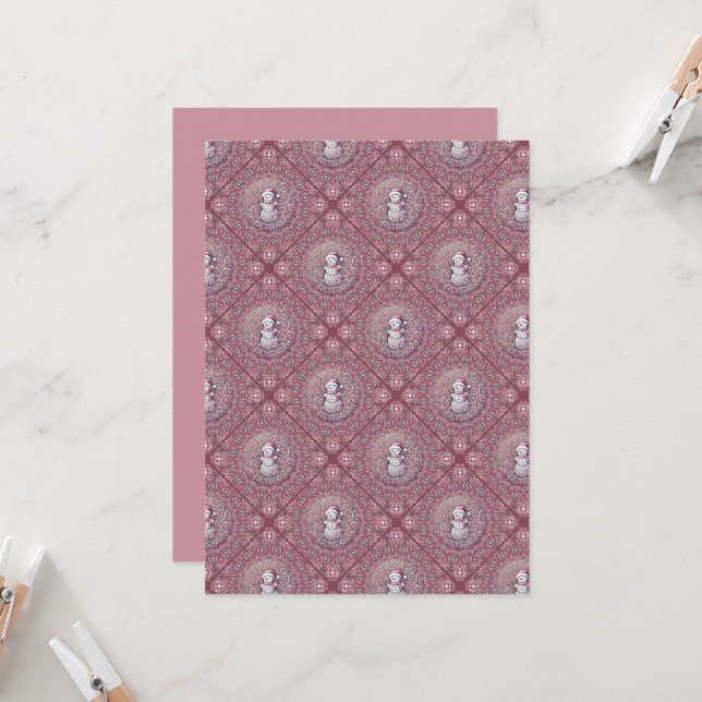 Convite Azulejo Quimísico Imprimível Rosa Snowman Mandala  (Frente/Verso In Situ)