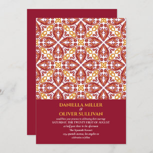 Convite Azulejo Vermelho Espanhol - Casamento mediterrânic