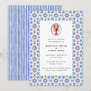 Convite Azulejos Amalfi de Lagosta Náutica Festa de noivad