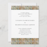 Azulejos Antigos Casamento Azul e Dourado