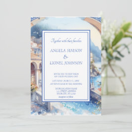 Convite Azulejos Azuis da Costa Amalfitana Itália Foto Per