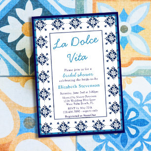 Convite Azulejos Azuis Italianos Chuveiro de Noiva La Dolc