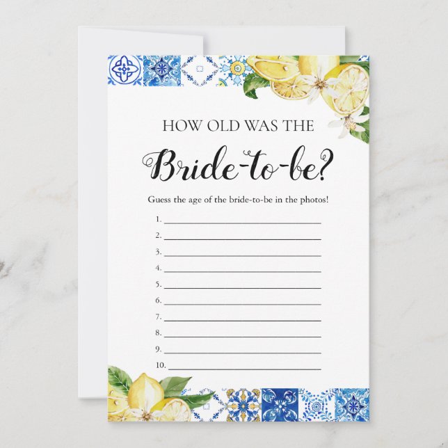 Convite Azulejos Azuis Limões Quantos Anos Tinha O Jogo Da (Frente)