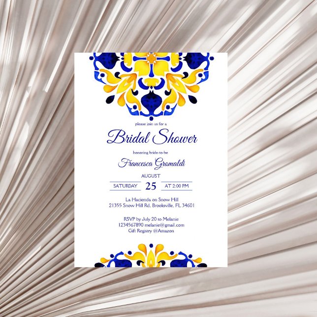 Convite Azulejos azulejo Talavera chá de panela mexicana (Talavera azulejo blue tiles vintage Mexican Mediterranean bridal shower Invitation template digital)