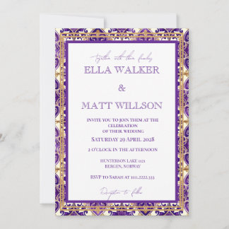 Convite Azulejos de Casamento de Primavera Roxo Inspirados