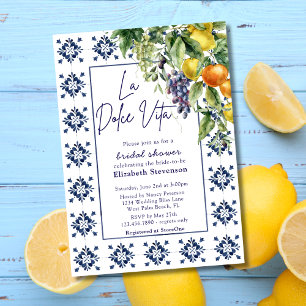 Convite Azulejos de Frutas Italianas La Dolce Vita Chá de 