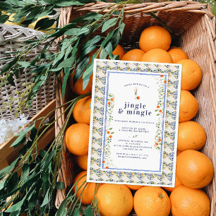 Convite Azulejos Florais Botânicos de Citrino de Natal F