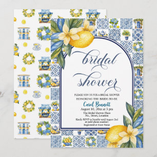 Convite Azulejos Italianos Tema Limão Chá de panela de Ver