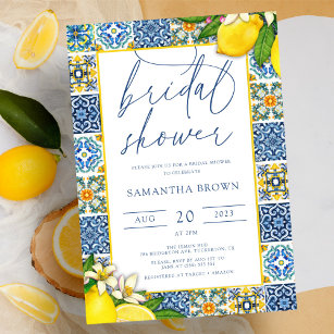 Convite Azulejos Italianos Tema Limão Chá de panela de Ver