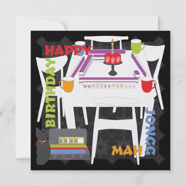 Convite Azulejos Mah Jongg e placa plana Mesa (Frente)